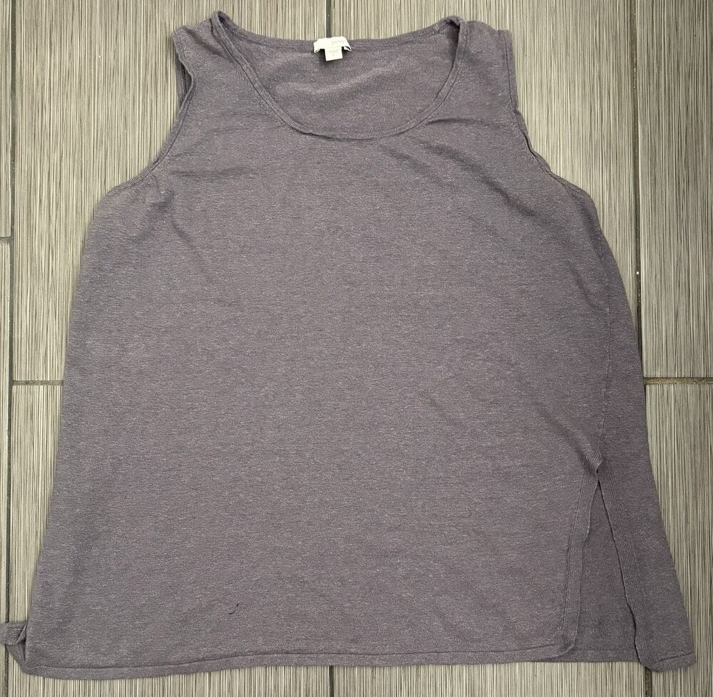 J Jill Linen Blend Tunic Tank Top Size Large Gray Oversized Flowy Lightweight